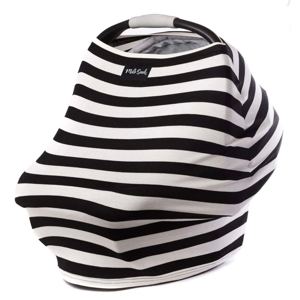 Milk snob black and white 5 in 1 striped nursing cover car seat cover infants